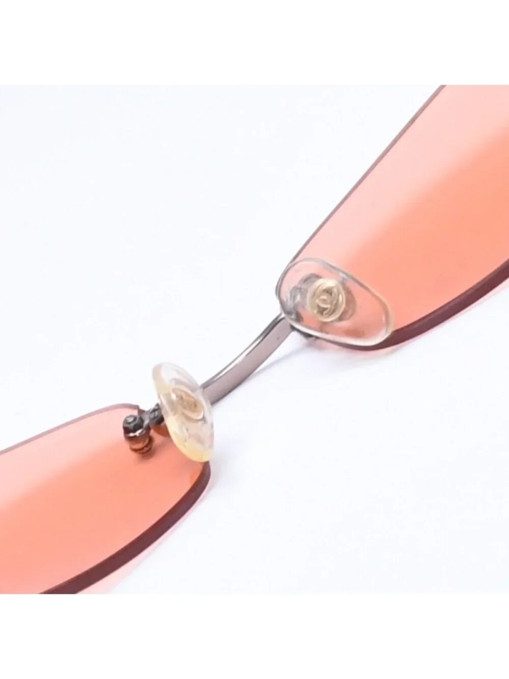 Chanel Sunglasses Eyewear Orange Lens CC Logo Silver